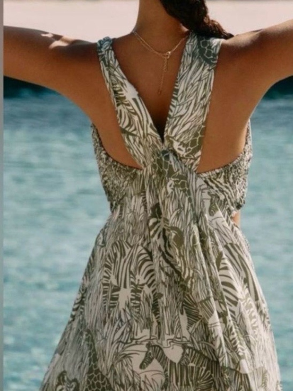 NWT By Anthropologie Square-Neck
Smocked Cut-Out Mini Dress - Picture 2 of 6